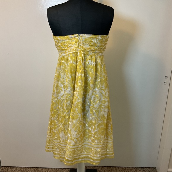 14. Shoshanna Yellow and White Floral Silk Midi Dress Size 12 - Picture 5 of 5